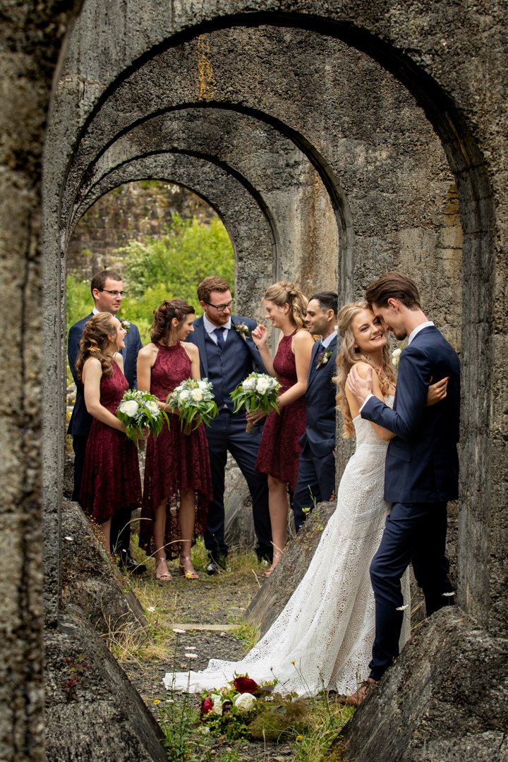 Bridal party in the arches